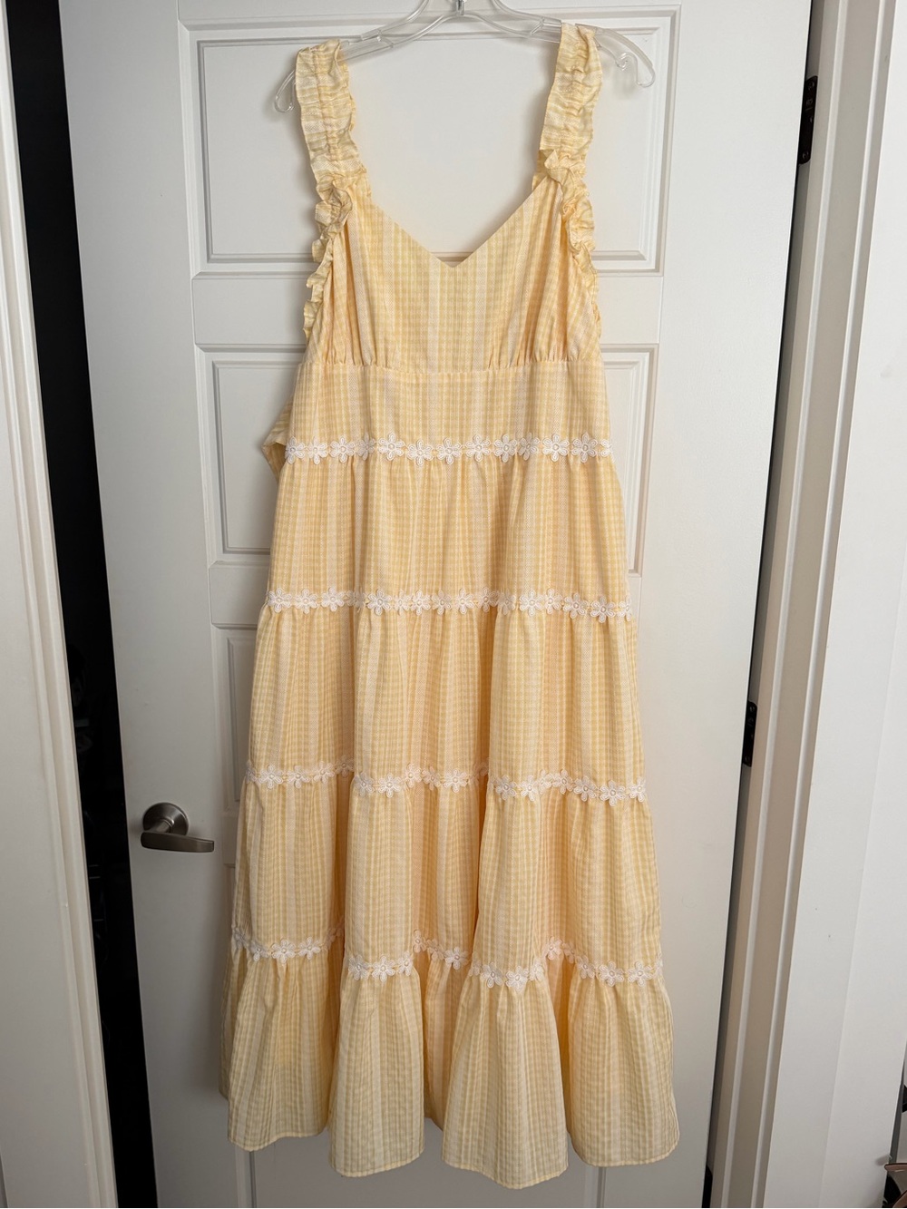 Cato Yellow Gingham Smocked Top Maxi Dress